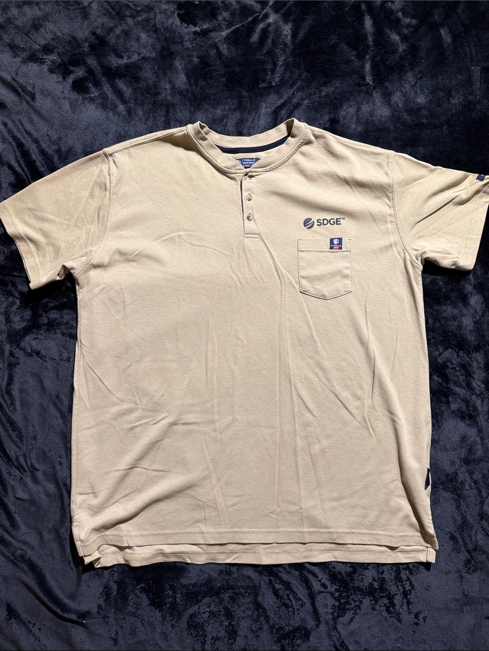 Tyndale Tan Short-Sleeve Henley Pocket Tee
